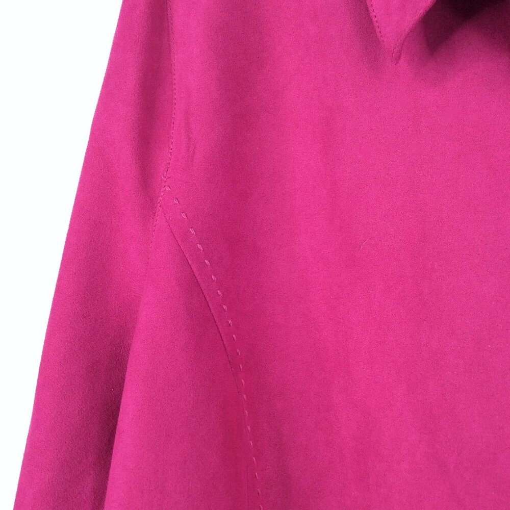 NWOT Studio Works Microfiber Top Women's Plus Size 1X Magenta Pink Button Down - Picture 4 of 8